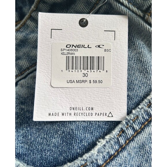 New O’Neill Blue Denim Cutoff Shorts Distressed Medium Wash Beach Womens Sz 30 - Picture 6 of 9